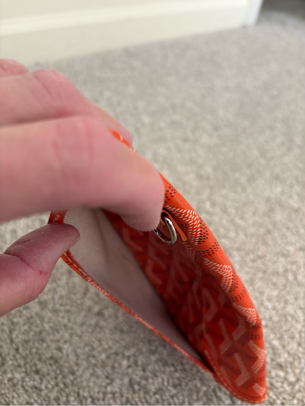 Goyard Orange Chevron Coated Canvas Clutch - Picture 4 of 5